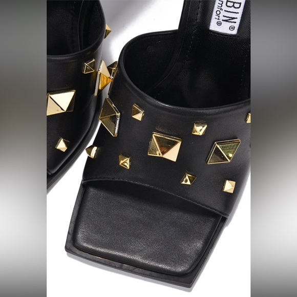 •CAPE ROBBIN• “Popo” Slip-On Square Open Toe High Heel Mules - Black // NIB - Picture 3 of 15